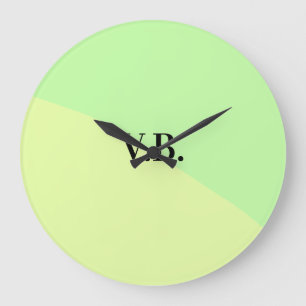 Simple solid colour add name text monogram yellow  large clock