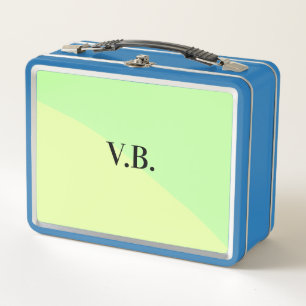 Simple solid colour add name text monogram yellow metal lunch box