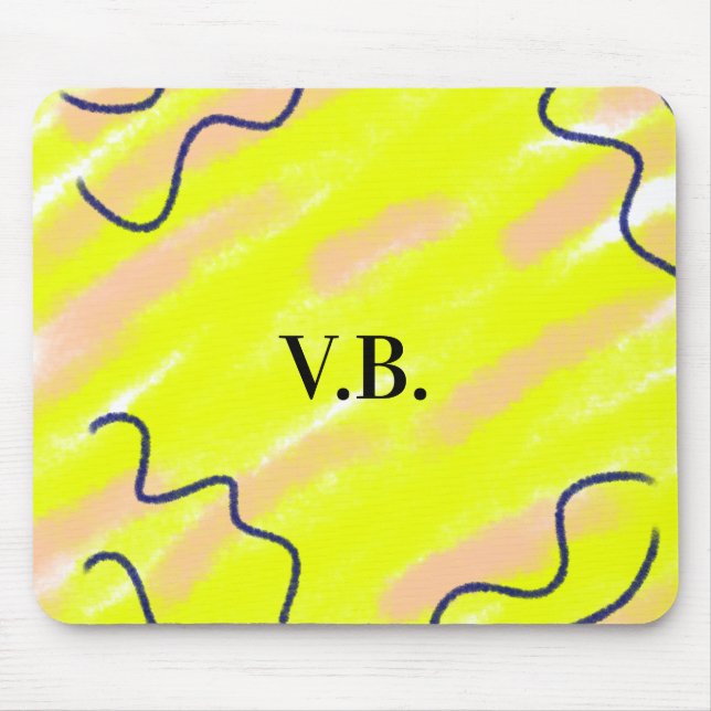 Simple solid colour add name text monogram yellow mouse pad (Front)