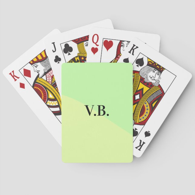 Simple solid colour add name text monogram yellow  playing cards (Back)