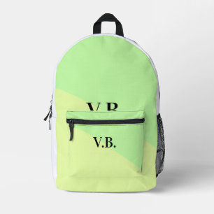 Simple solid colour add name text monogram yellow printed backpack