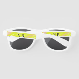 Simple solid colour add name text monogram yellow sunglasses