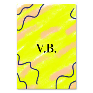 Simple solid colour add name text monogram yellow table number