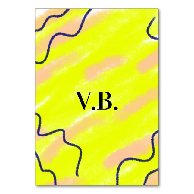 Simple solid colour add name text monogram yellow table number (Front)