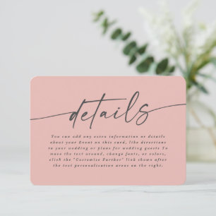 Simple Solid Colour Blush Pink Wedding Details Enclosure Card