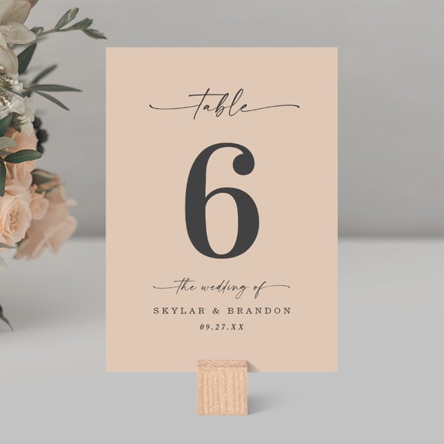 Simple Solid Colour Champagne Yellow Gold Wedding Table Number (Creator Uploaded)