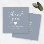 Simple Solid Colour Dusty Blue Wedding Thank You Card<br><div class="desc">Simple Minimalistic Solid Colour Dusty Blue Wedding Thank You Cards. This modern wedding or any event Thank You Card design is simple and minimal with a Plain Solid colour Background and trendy signature calligraphy script fonts. Add Your Custom text to the back side. Shown in the new Wedding Colour Palette....</div>