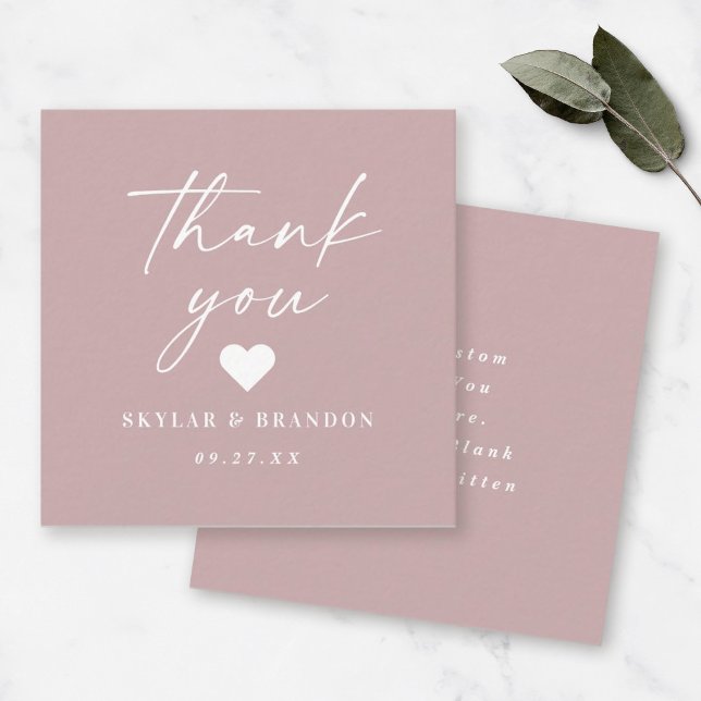 Simple Solid Colour Dusty Mauve Wedding Thank You Card (Creator Uploaded)