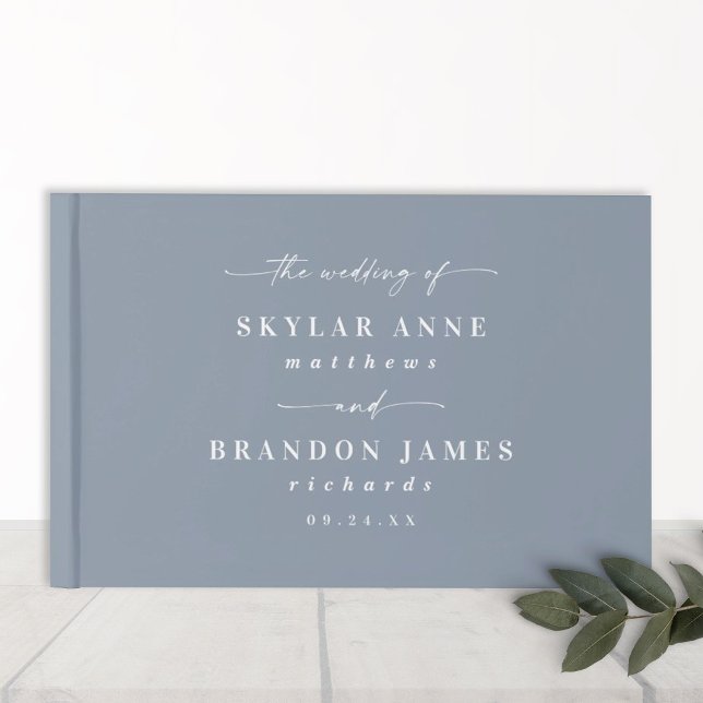 Simple Solid Colour Dusty Sky Blue Wedding Guest Book (Creator Uploaded)