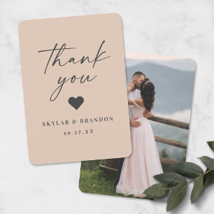 Simple Solid Colour Editable Champagne Gold Weddin Thank You Card