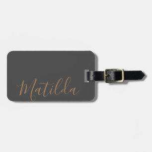 Simple Solid colour Gold Personalised Name Luggage Tag