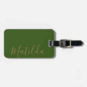 Simple Solid colour Gold Personalised Name Luggage Tag