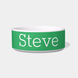 Simple Solid Colour Green Custom Name Pet Bowl