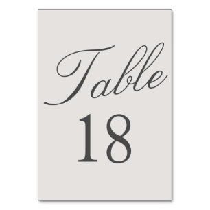 Simple Solid Colour Grey Wedding Table Number
