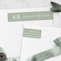 Simple Solid Colour Leaf Green Wedding Monogrammed