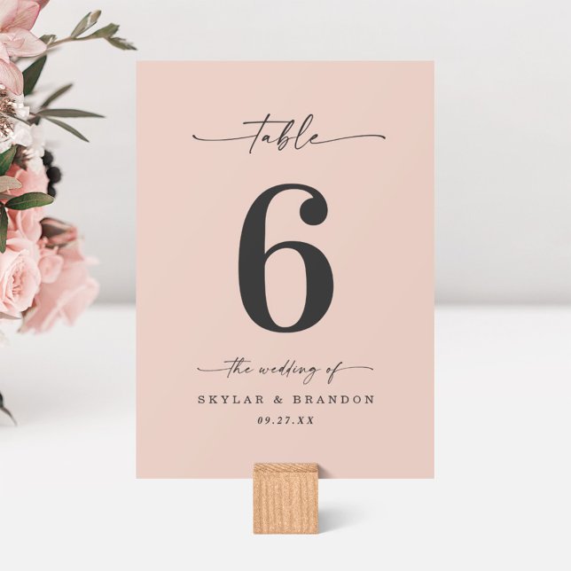 Simple Solid Colour Light Blush Pink Wedding Table Number (Creator Uploaded)