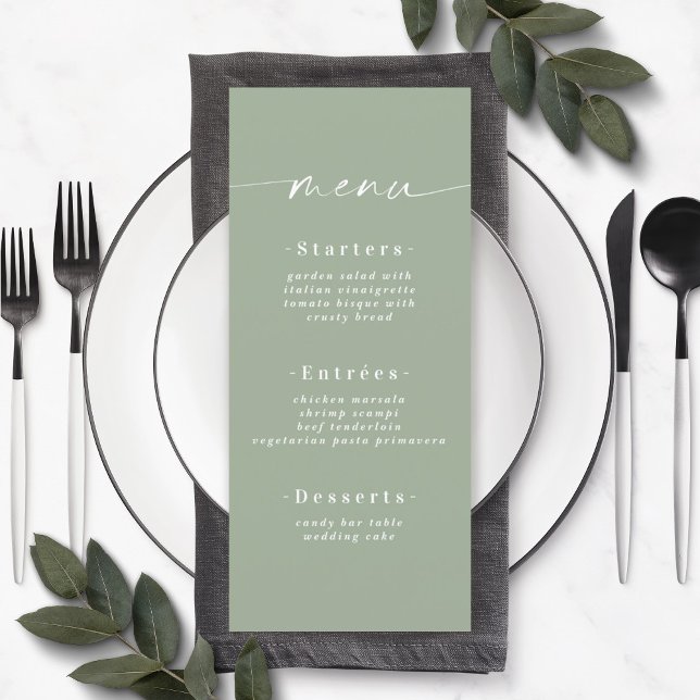 Simple Solid Colour Light Leaf Green Wedding Menu (Creator Uploaded)