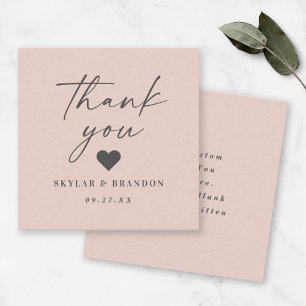 Simple Solid Colour Light Pink Wedding Thank You Card