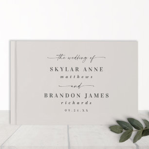 Simple Solid Colour Off-White Gardenia Wedding Guest Book