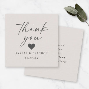 Simple Solid Colour Off-White Wedding Thank You Card