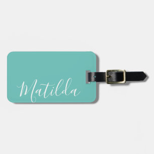 Simple Solid colour Personalised Name Luggage Tag