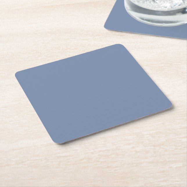 Simple solid colour plain slate blue square paper coaster (Angled)