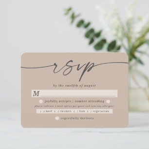 Simple Solid Colour Taupe Beige Wedding Meal Choic RSVP Card