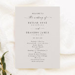 Simple Solid Ecru Ivory Wedding Ceremony Program<br><div class="desc">Simple Solid Gardenia Ecru Ivory Wedding Ceremony Program. This modern minimal Order of Services Card is simple classic and elegant with a plain solid background colour and a pretty signature script calligraphy font with tails. Shown in the new Colorway. Available in several colour options, or feel free to edit the...</div>