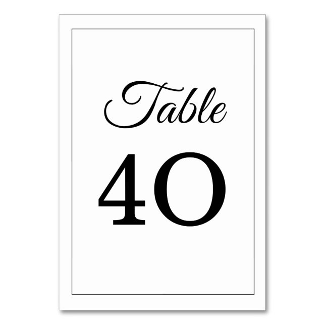 Simple Solid Elegant Script Wedding Table Number  (Front)