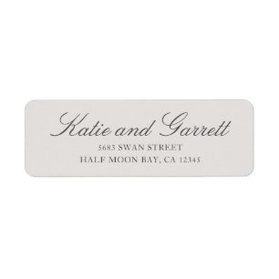 Simple Solid Grey Script Wedding Return Address Return Address Label
