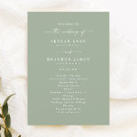 Simple Solid Leaf Green Wedding Ceremony Program<br><div class="desc">Simple Solid Leaf Green Wedding Ceremony Program. This modern minimal Order of Services Card is simple classic and elegant with a plain solid background colour and a pretty signature script calligraphy font with tails. Shown in the new Colorway. Available in several colour options, or feel free to edit the colours...</div>