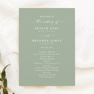 Simple Solid Leaf Green Wedding Ceremony Program