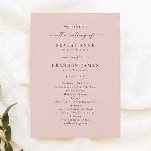 Simple Solid Light Pink Wedding Ceremony Program