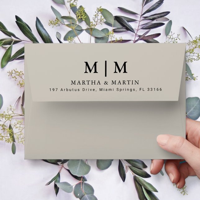 Simple Solid Light Taupe Wedding 5x7 Envelope (Creator Uploaded)