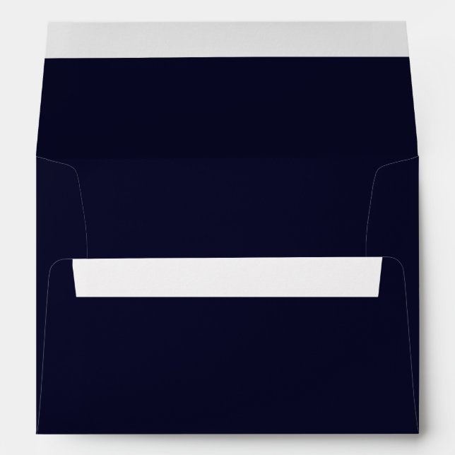 Simple solid midnight navy blue wedding invitation envelope (Back (Bottom))