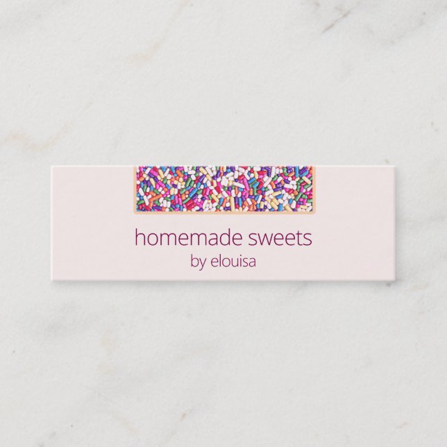Simple, Sophisticated and Modern Pastry Chef Pink Mini Business Card (Front)