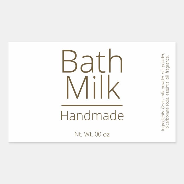 Simple Sophisticated Bath Milk Business Hobby Rectangular Sticker (Front)