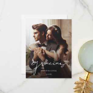 Simple Spanish Boda   Modern Wedding Gracias Photo Thank You Card