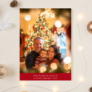 Simple Spanish Christmas Feliz Navidad Photo Red Holiday Card