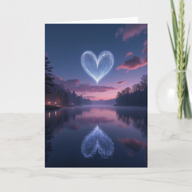 Simple Sparkle Heart Lake Card (Front)