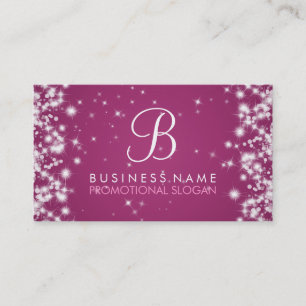 Simple Sparkle Monogram Berry Pink Business Card