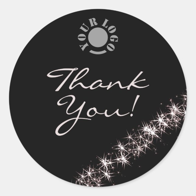 Simple Sparkling Stars Silver Glitter Thank You  Classic Round Sticker (Front)