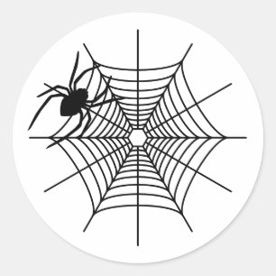Simple Spider And Some Spiderweb Halloween Classic Round Sticker