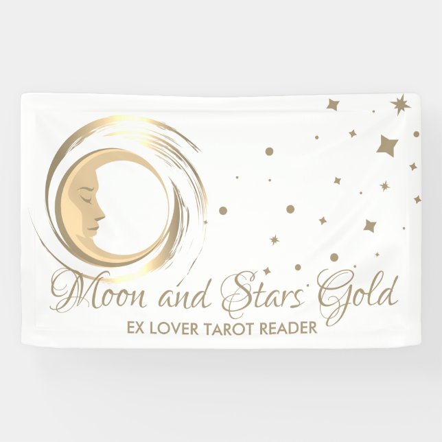 Simple Spiritual Future Tarot Reader Stars Moon Banner (Horizontal)