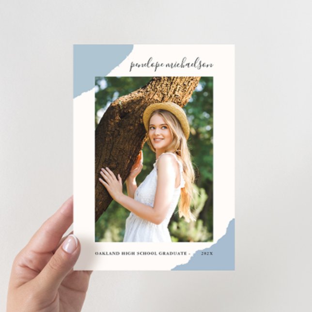 Simple Splashes Blue Photo Graduation Party Invitation (Creator Uploaded)