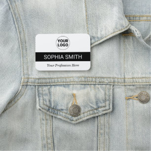 Simple Split Colour Personalised White and Black Name Tag