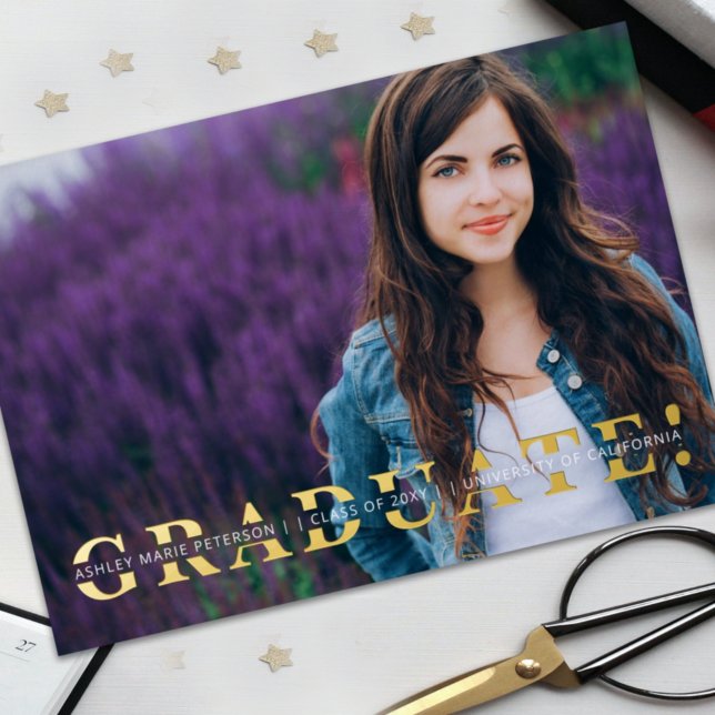 Simple Split Gold Script Photo Graduation   Foil I (Creator Uploaded)