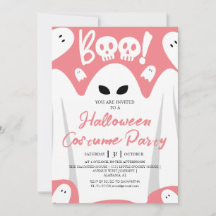 Simple Spooky Boo Ghost Halloween Costume Party Invitation