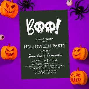 Simple Spooky Boo Skull Halloween Party Invitation