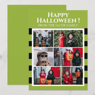 Simple Spooky Boo Strip happy Halloween 6 Photo Holiday Card